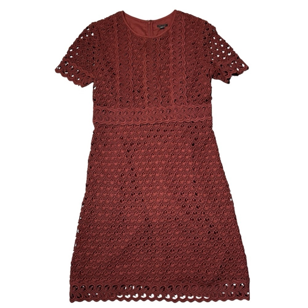 NWT New Ann Taylor Tulip Lace Cotton Burgundy Dress Size 10 - Picture 6 of 11